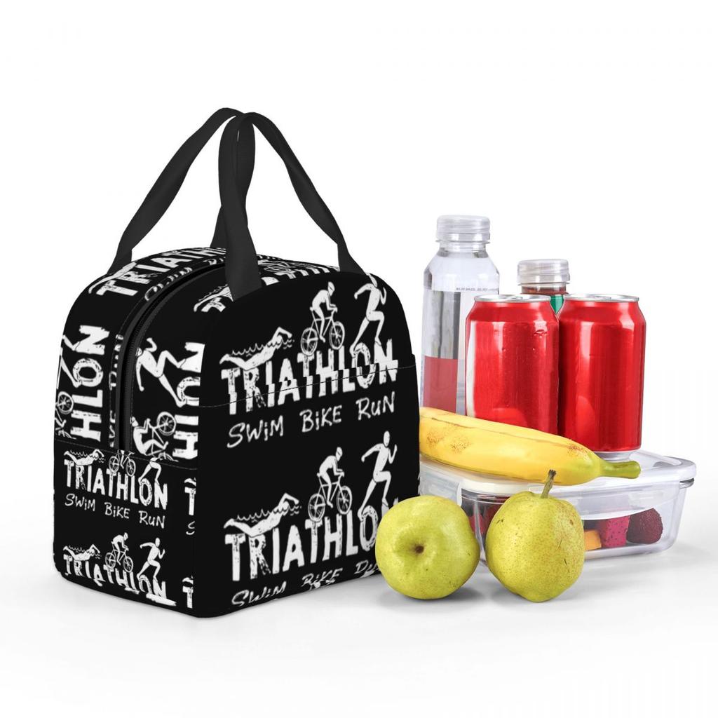 Triathlon Swim Bike Run Athlete Insulated Lunch Bag for Women Children Leakproof Food Boxes Thermal Lunch Box Tote