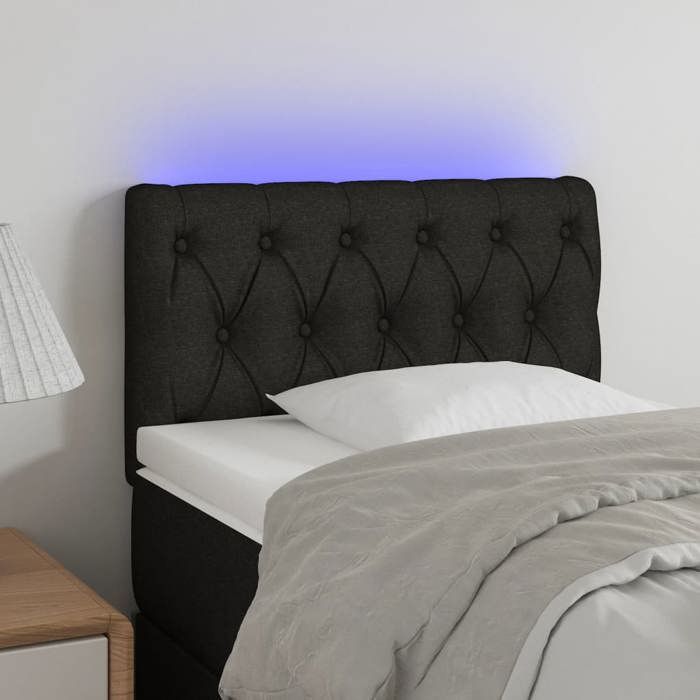 VidaXL Tête de Lit à LED Meuble de Chambre à Coucher Accessoire de Lit Simple Tête de Cadre de Lit Intérieur Noir 80x7x78/88 3121924