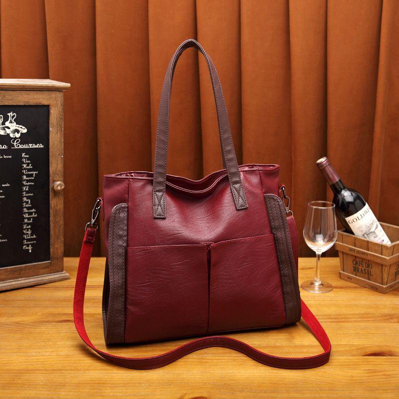 

Hong Kong Light Luxury Brands Women s Large Bags Women s Large Capacity Shoulder Tote Bag 2025 New Arrival Tide Leather Handbag Genuine goods/wine red