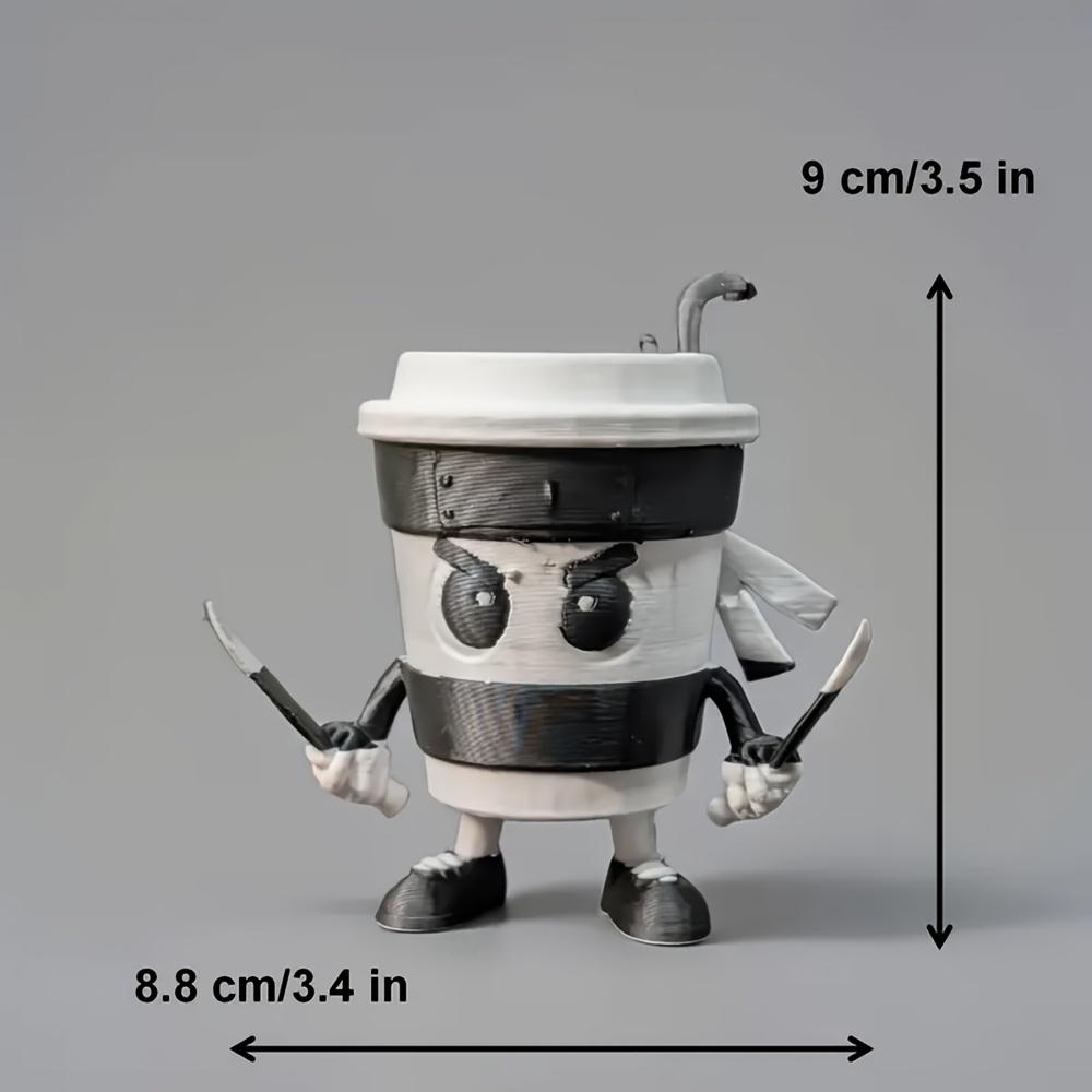 Cappuccino Ninja Statue Ornament, Assassin Ninja Coffee Cup Assassin Parody Design, Suitable for Living Room Interior Decoration