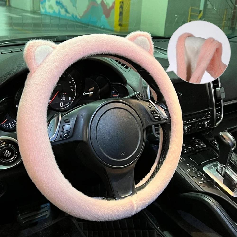 Cat Ear High Density Keep Warm Car Universal Cute Creative Steering Wheel Cover Steering Wheel Cover Car Accessory