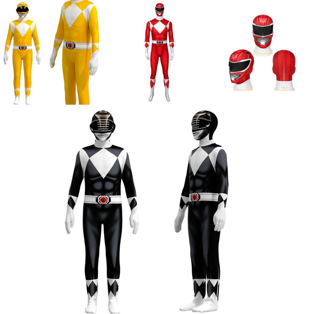 Rangers Costume For Kids And Adults Featuring Durable Jumpsuit And Character Mask**