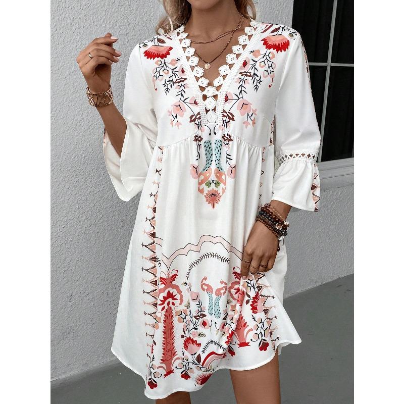 BITCED Fashion Summer Spring 3/4 Sleeves V-Neck Casual Dresses