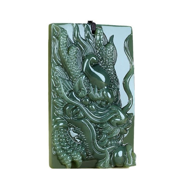 Hetian Dragon Green Jade Zodiac Pendant for Men