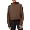Stand Collar Long Sleeve Front Pocket Zipper Half Placket Thumbhole Design Fleece Lining Women Hoodie Autumn Solid Color Loose H