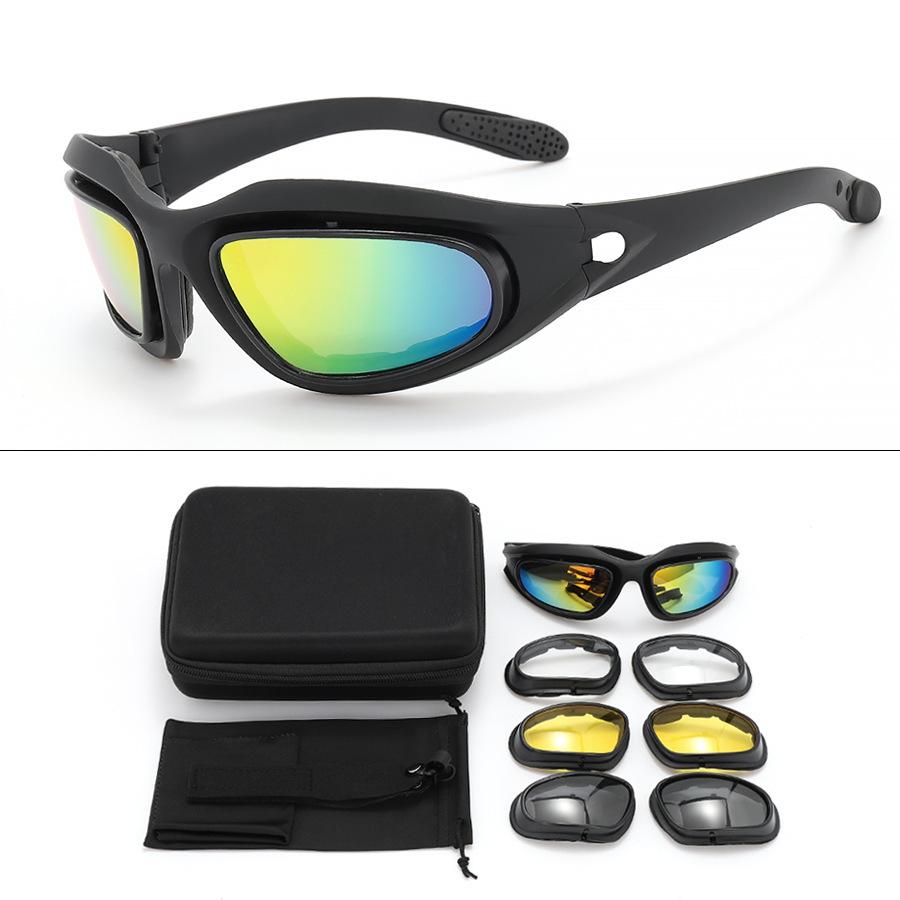 C5 Taktische Brille Stoßfeste Schießbrille 4-Linsen-Set