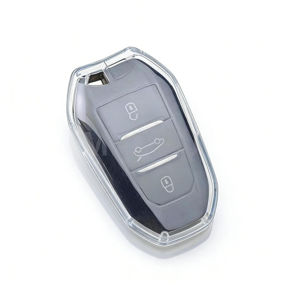 Transparent Tpu Car Key Case For Peugeot 208 308 T9 508 2008 For Citroen C4 For Opel Corsa Crossland X Remote Key Cover Keychain