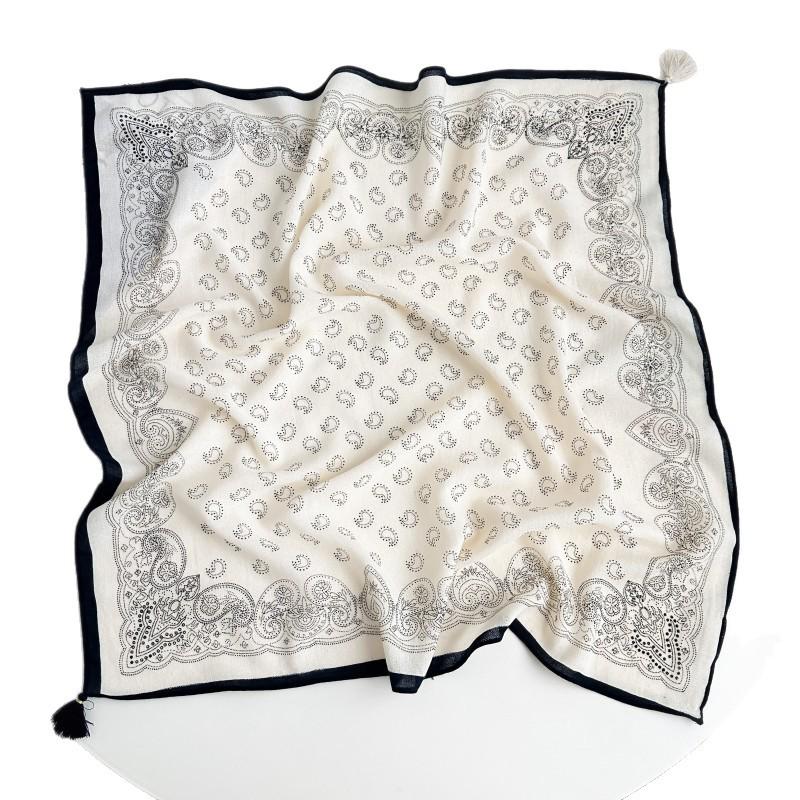 Vintage Korean Style Tassel Versatile Fashion Women Square Neck Scarf