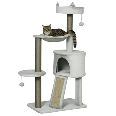 Cat Tree Incl. Cat Cave, Cat Bed, Cat Hammock and Toy, 60 Cm X 40 Cm X 113 Cm, Light Gray