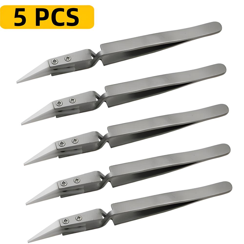 1/3PCS Ceramic Straight Tip Electronic Soldering Tweezers, Anti-Static Reverse Acid Resistant Precision Chuck Ceramic Tweezers