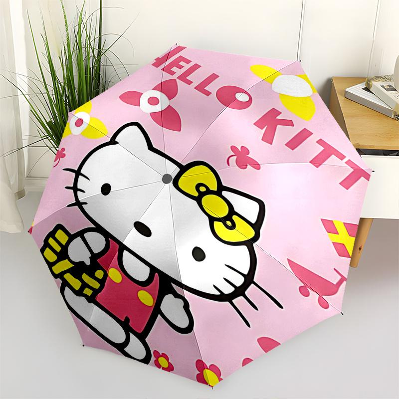 

1pc Hello Kitty Automatic Opening Folding Umbrella - Portable 3-Fold Design with Iron Frame, Perfect for Festivals, Travel, Daily Use, and Gifts.D075
