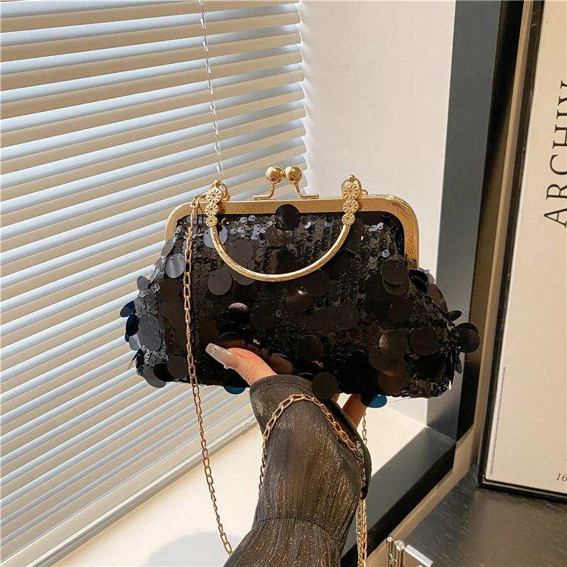 New Temperament Fashion Design Shoulder Messenger Bag Sequin Design Light Luxury Chain Casual Handbag