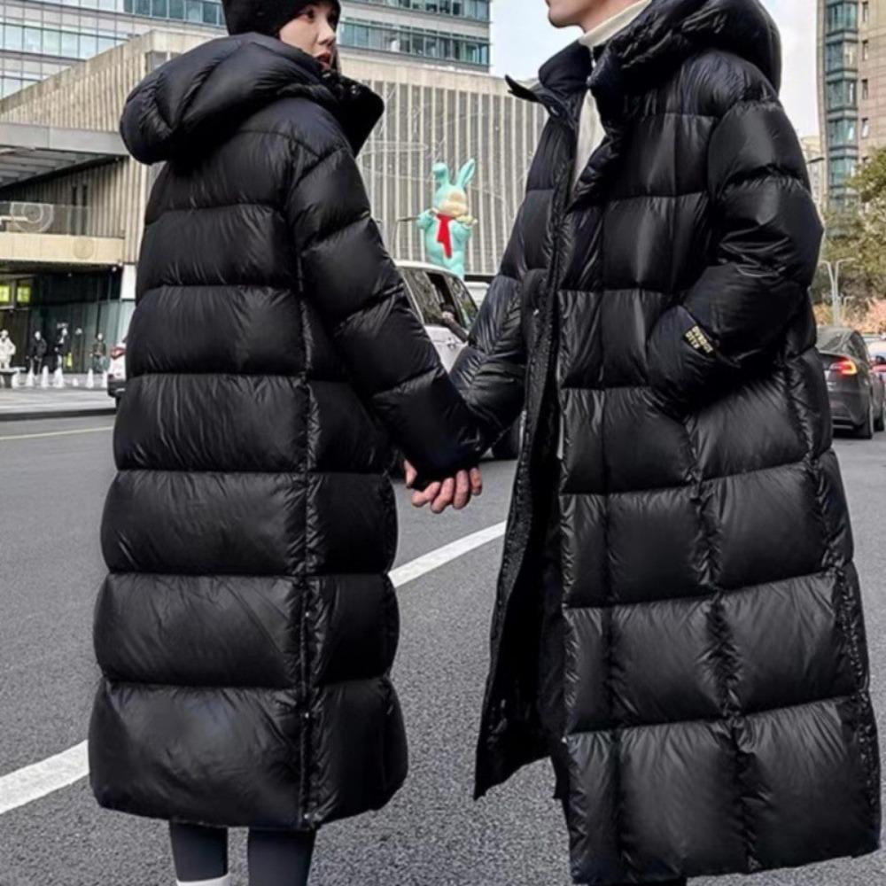 Couple Hiver Long Doudoune Femme Tech Doublée Chaude Manteau Canard Blanc Homme Parka à Capuche Plume