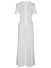 Rochie Lungă Elegantă S5 Primăvară/Vară cu Imprimeu Floral Francez, Decolteu Rotund, cu Nasturi