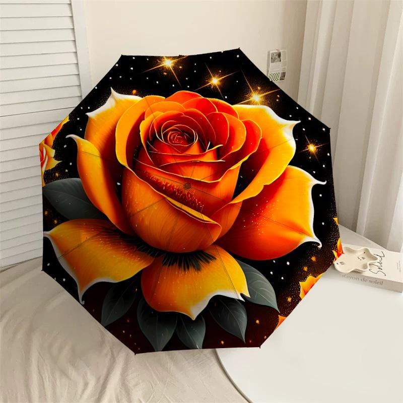 

1PC Rose Golden Umbrella-8-Rib Reinforced, Automatic Open, Lightweight & Durable, Cute Fashion Accessory for Outdoor-F2700
