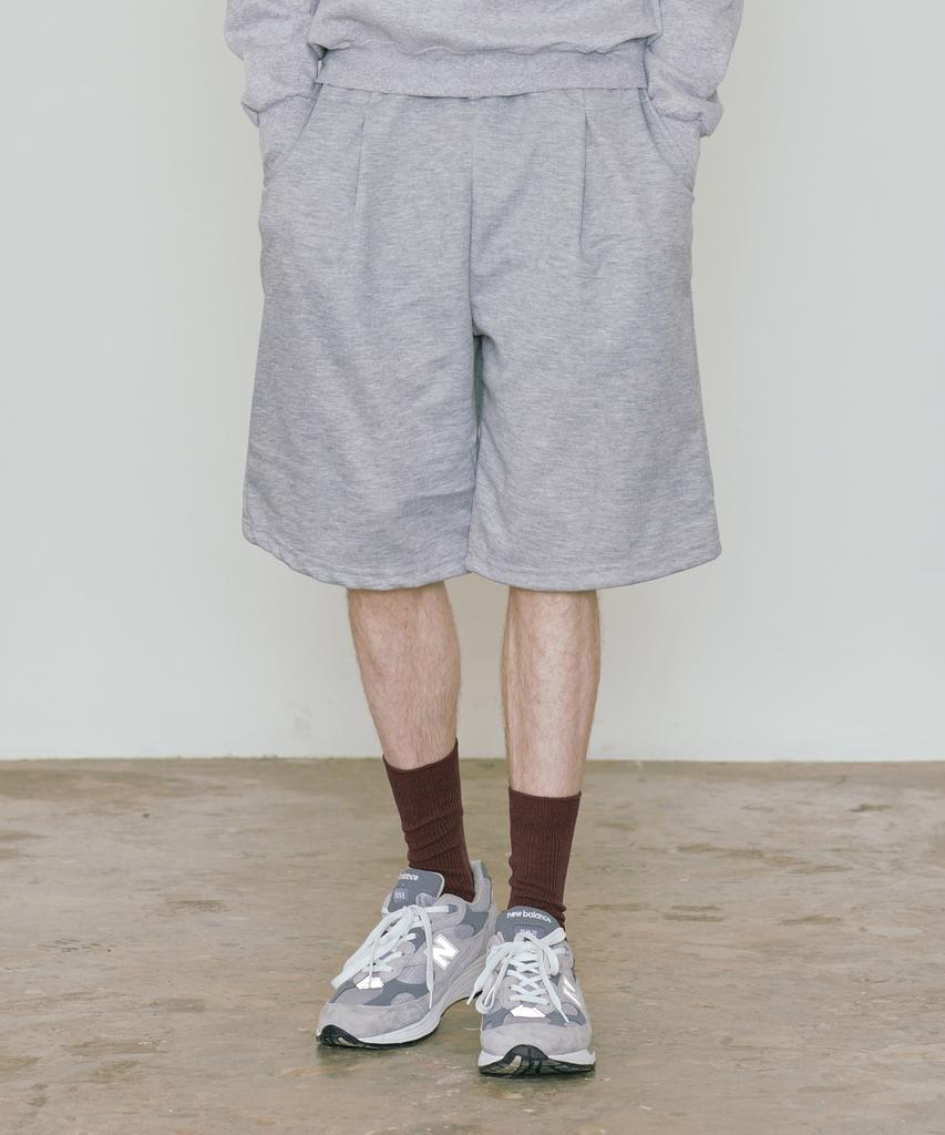 Singkeolupeu Minimal Pintuck Sweat Shorts Pants - Gray