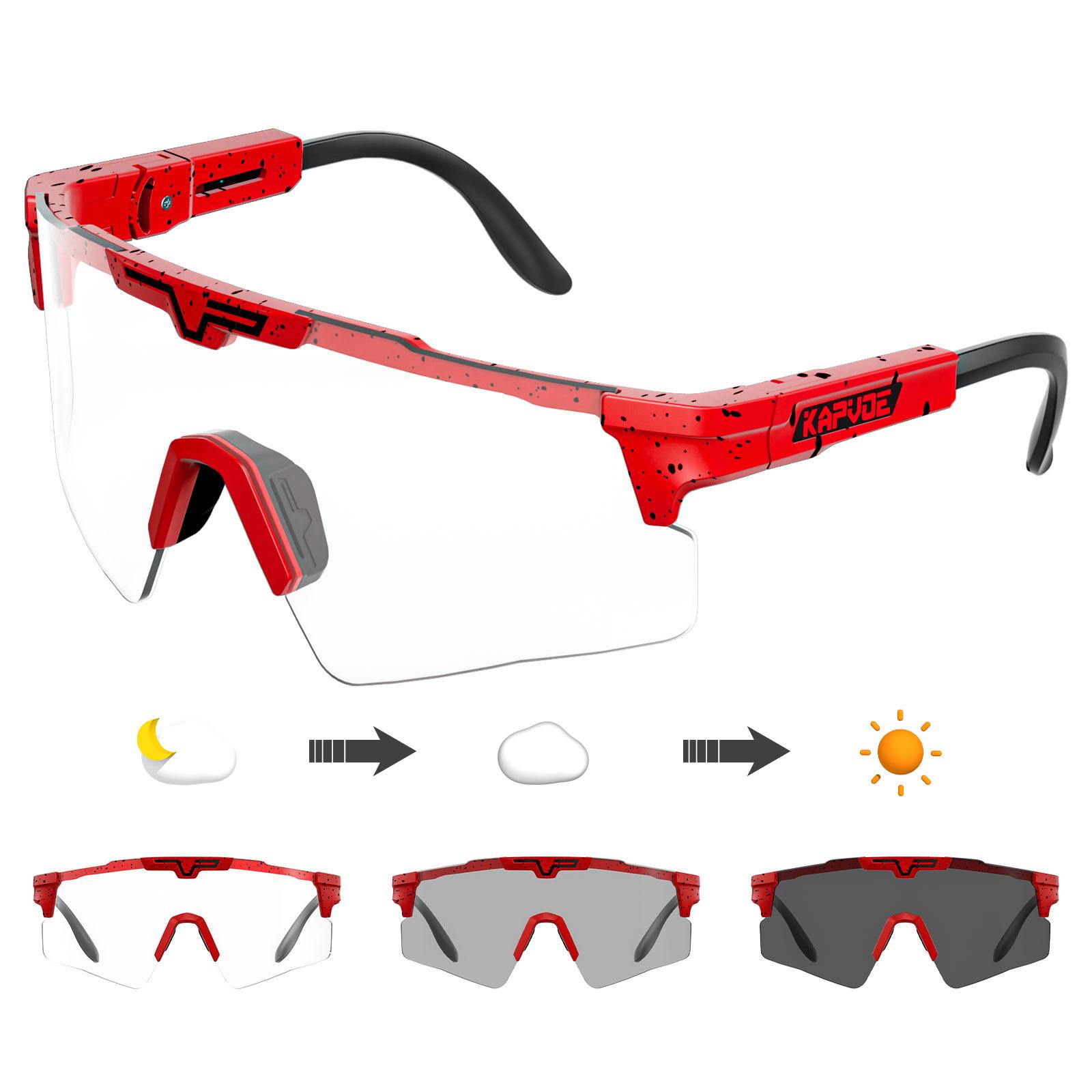

Kapvoe Outdoor Sports Glasses Men Women Riding Windproof Goggles MTB Road Bike Sunglasses UV400 Photochromic Protection Glasses