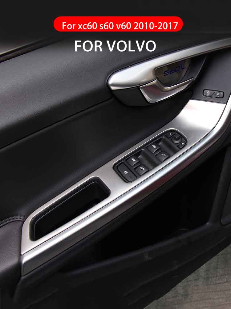 Stainless Steel Door Armrest Glass Lifter Button Panel Decorative Cover For Volvo XC60 S60 V60 Car Accessories Sticker