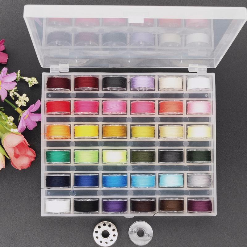 Clear Plastic Sewing Thread Spool Box with 36 Compartments for Handmade Cross Stitch Projects