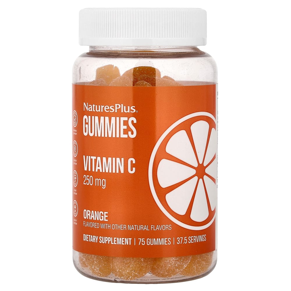 Nature's Plus Vitamin C Orange Flavor Gummies, 75 Count (125mg per Gummy)