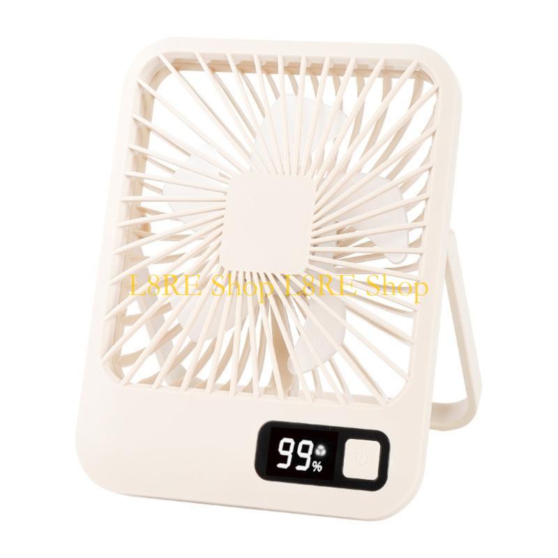 L8RE Desk Fan Small Fan Quiet USB Fan with Digital Display Table Fan 1500mAh Rechargeable Desktop Fan with 5 Speed Desk Fan