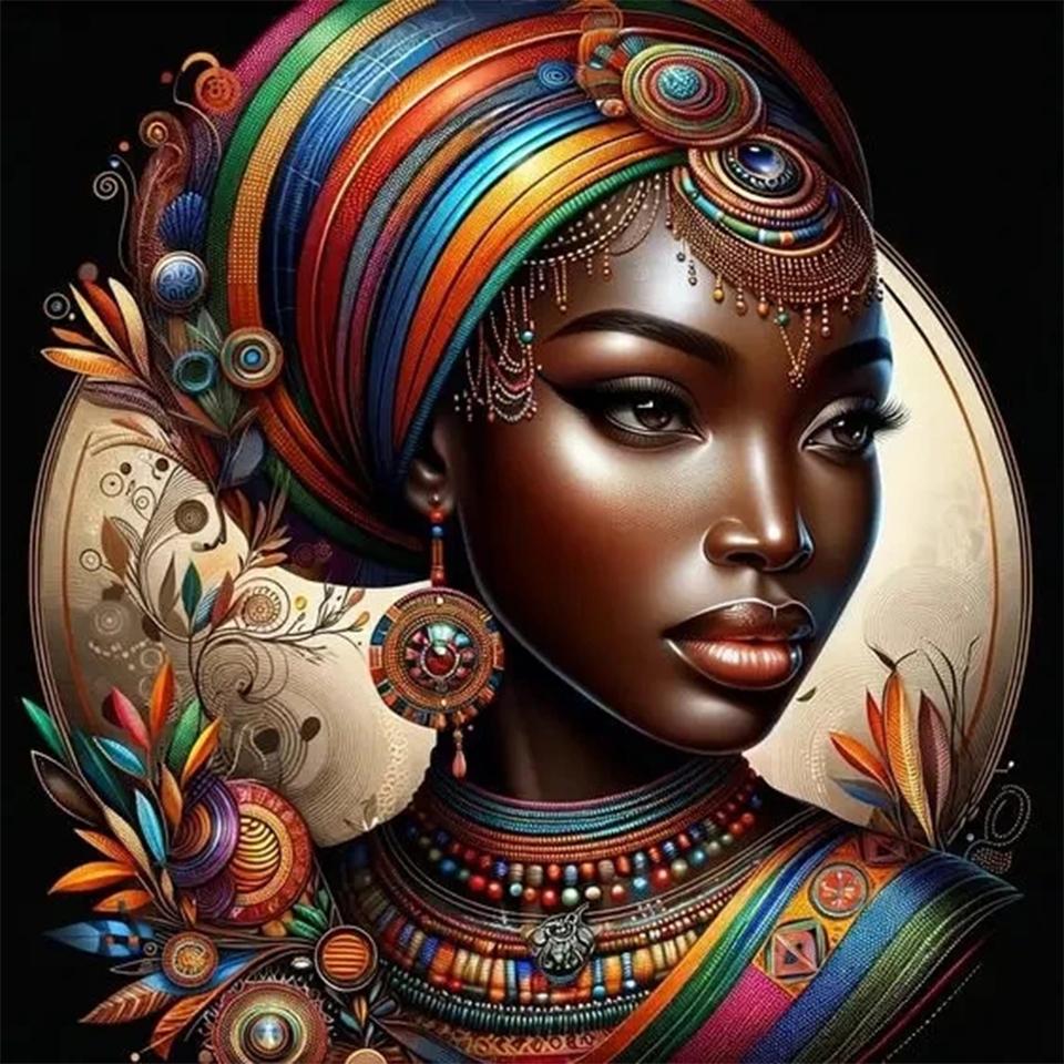 5D DIY African Women Diamond Painting Mosaic Sale Full Square Round Diamond Painting DIY Embroidery Picture Of Rhinestones