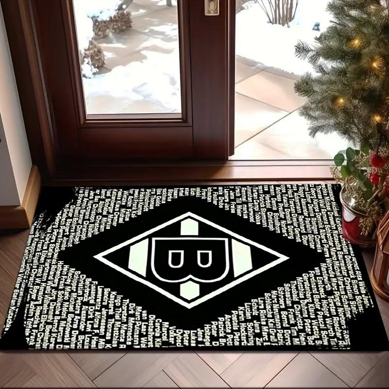 1PC Green Black Borussia Rug Game Carpet, Floor Mat for Bedroom Living Room Entryway Rug, Home Decor Idea Gift for Christmas birthday