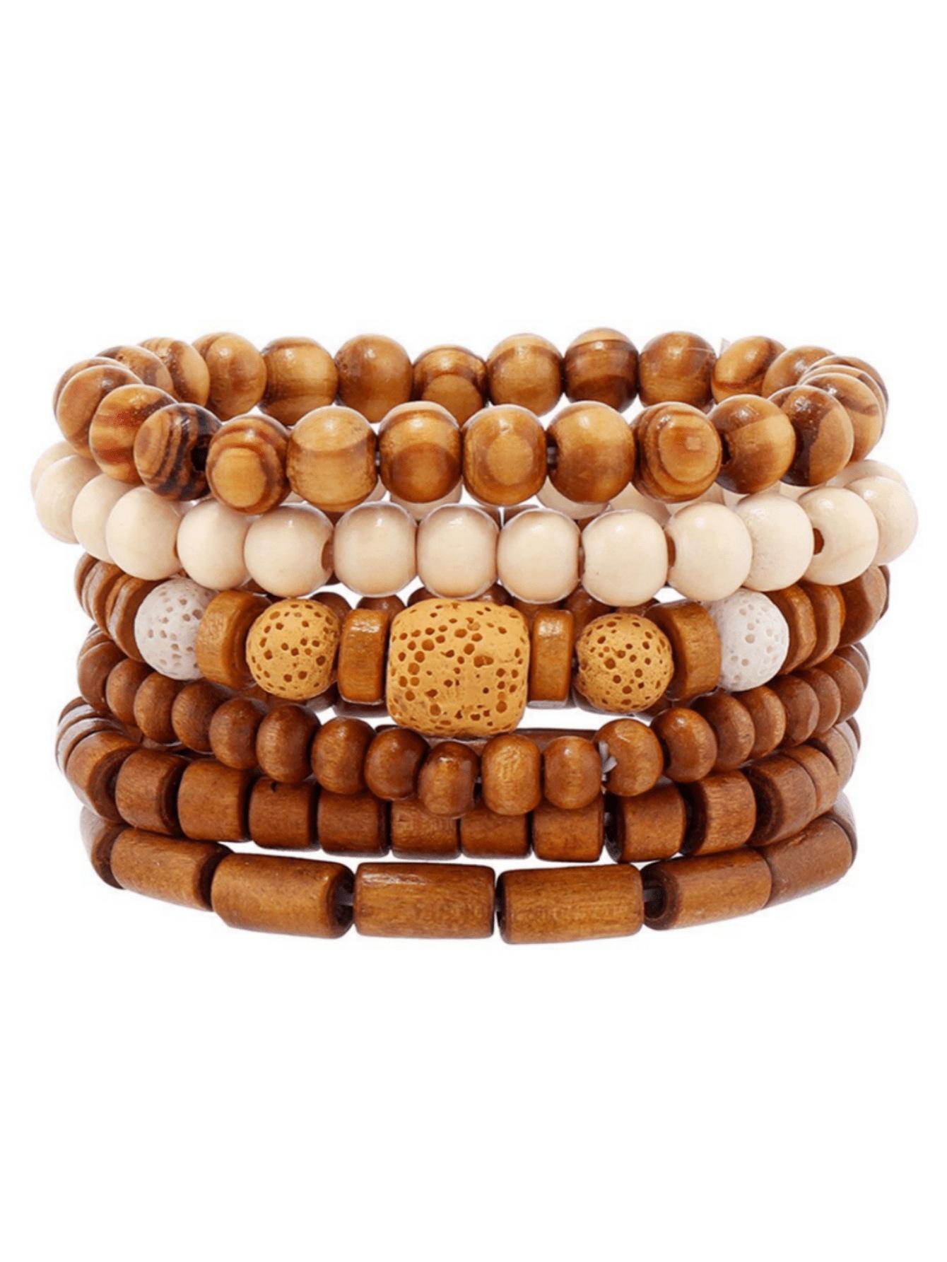 

Набор мужских эластичных браслетов: Вулканический камень, тигровый глаз и деревянные бусины — идеально подходят для поездок на работу, вечеринок и встреч. Bracelet