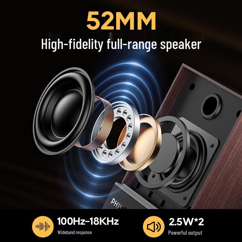 Philips SPA2200 Wooden Bluetooth Gaming Speakers with RGB Light CN plug (adapter included)