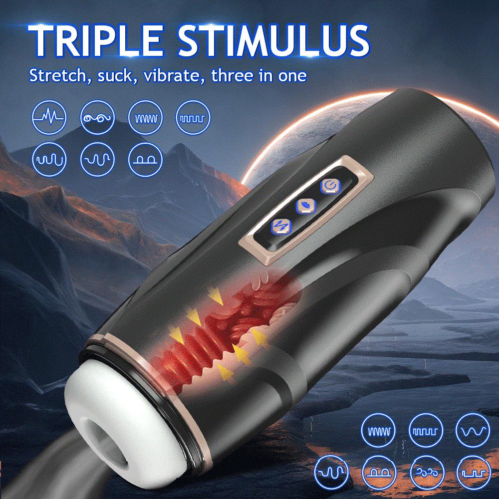 3 In 1 Automatic Male Vibrator Sucking Telescopic Vibration Mastubrator  Realistic Stroker Adult Sex Toys for Men Masturbation