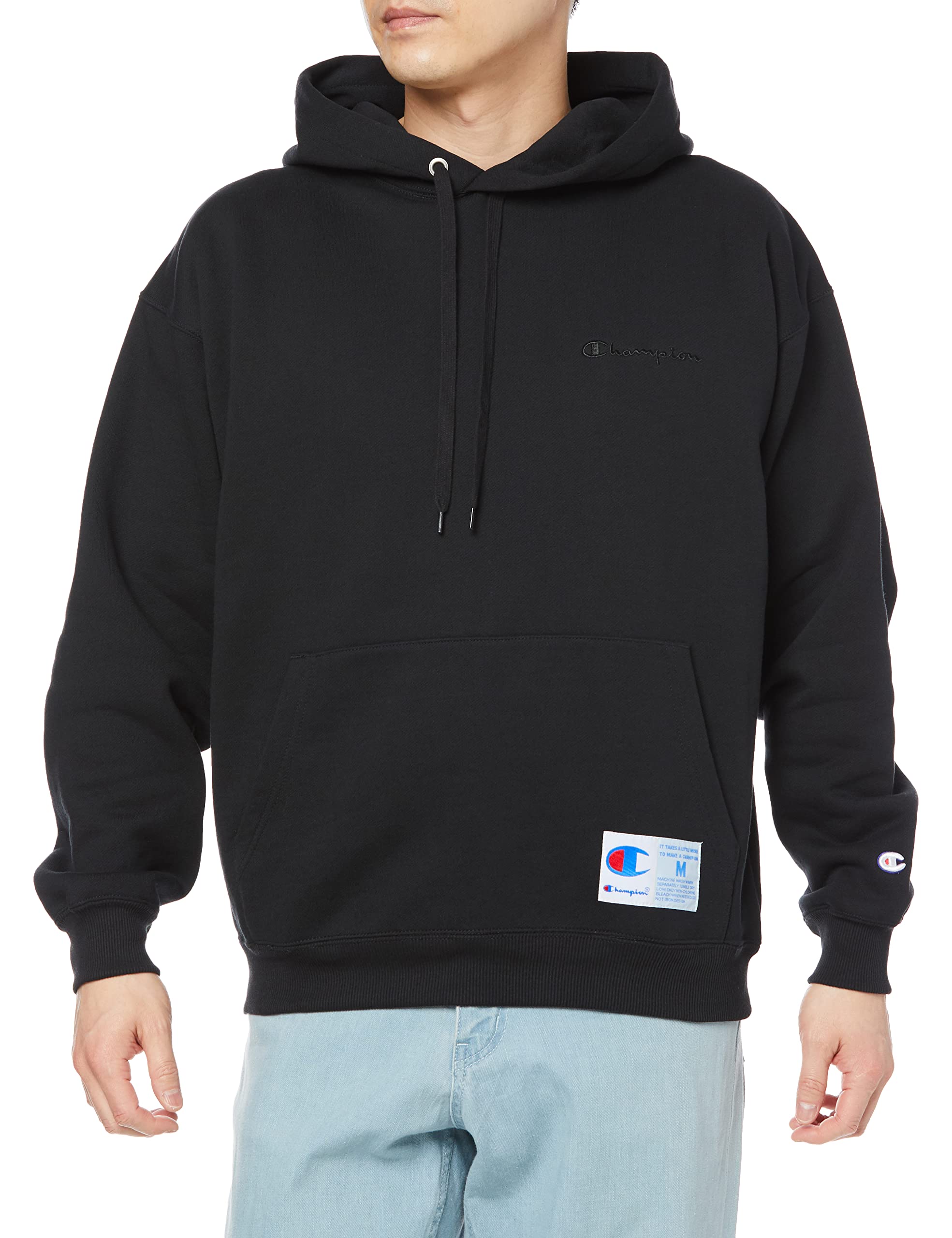 

Толстовка с капюшоном с надписью Script Logo Loose Fit Hooded Sweatshirt Action Style Black S [Champion] C3-V107 Men s чёрный