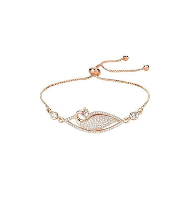 Roseguldbelagt Amerikansk Diamant Krystal Moderne Armbånd Smykker med Justerbar Trækkæde Armbånd til Kvinder & Piger
