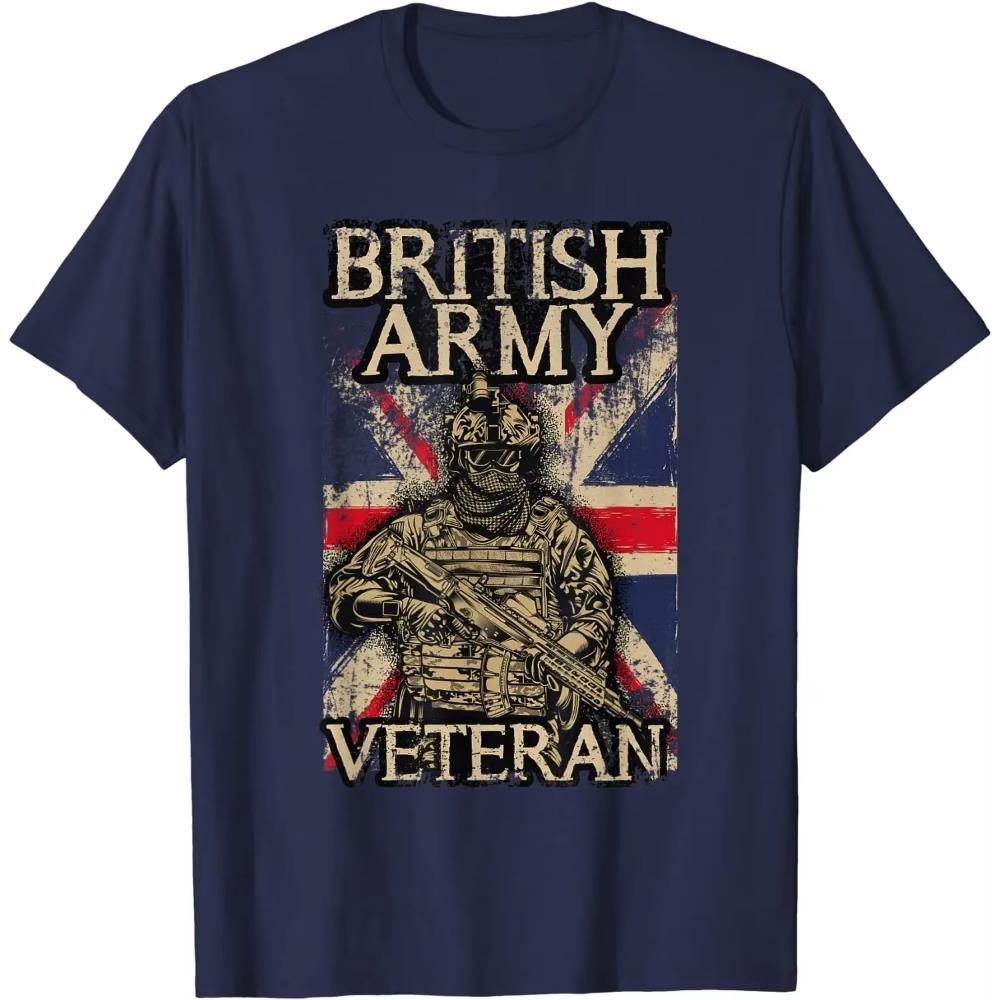 T-shirt da Uomo Militare Britannico Veterano Bandiera Union Jack Cotone 100% Girocollo Manica Corta Estiva Casual Taglia S-3XL