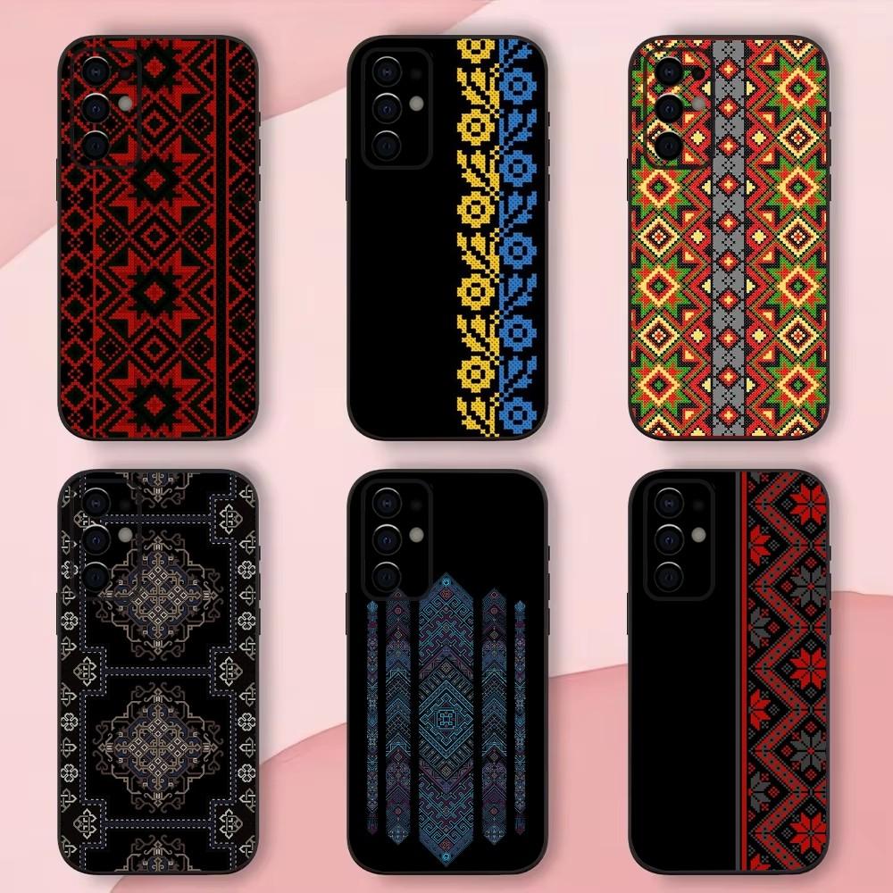 G-Ukraine Ornament pattern Phone Case For Samsung S24,S21,S22,S23,S30,Ultra,S20,Plus,Fe,Lite,Note,10,9,5G Black Soft Shell
