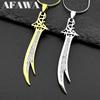 Collier Pendentif Épée Zulfiqar de l'Imam Ali Islamique Strass pour Femmes Hommes Acier Inoxydable Couleur Dorée Chaîne Arabe Bijoux Cadeau