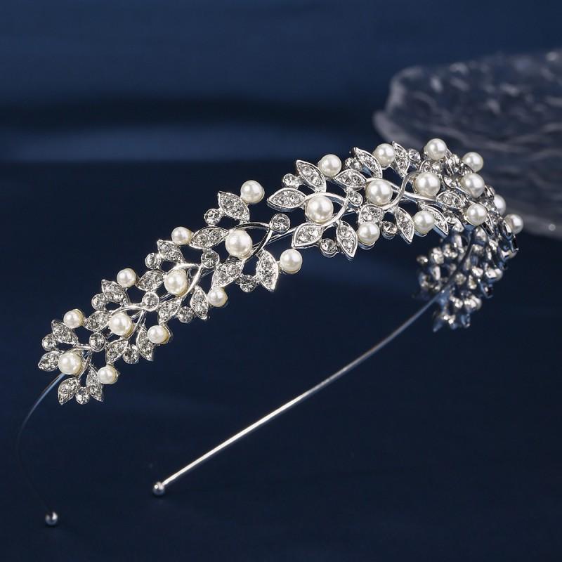 Korean Alloy Rhinestones Wedding Headband Crown Bride Photography Online Celebrity Daily Hair Accessories Pearl