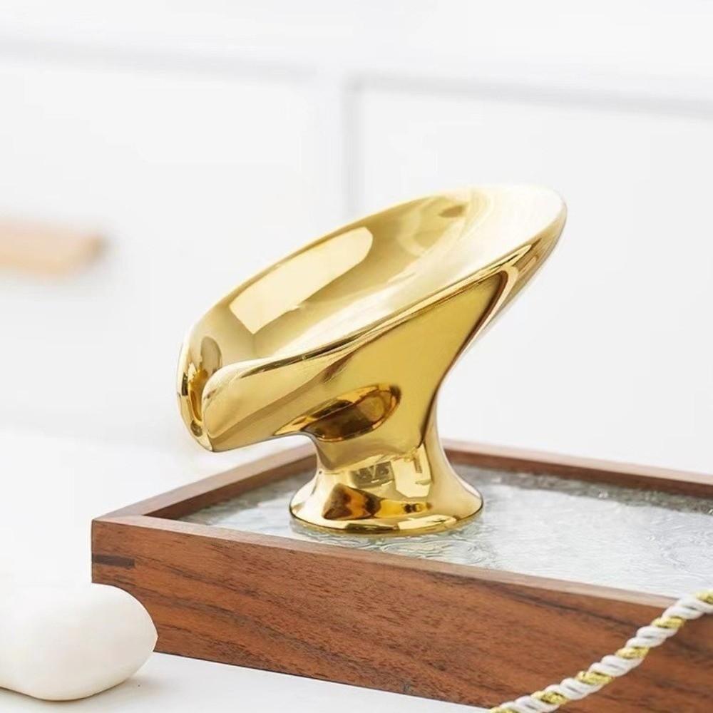 Gold Silver Soap Dish Leaf Shape Bathroom Storage Holder Elegant Soap Rack  Kitchen