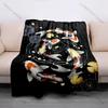 1PC Koi Pair Lotus Stained Glass Print Blanket Flannel Material Soft Warm for All Seasons Home Outdoor Camping Picnics RV