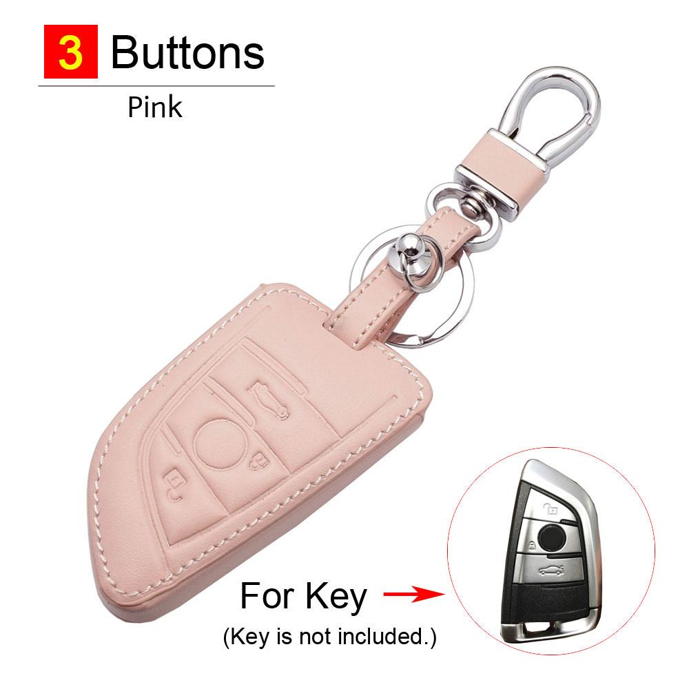 Leather Car Key Case For Bmw 1 2 3 4 5 6 7 Series Gt3 Gt5 M5 M6 X1 X2 X3 X4 X5 X6 3 Buttons Smart Remote Control Protector Cover