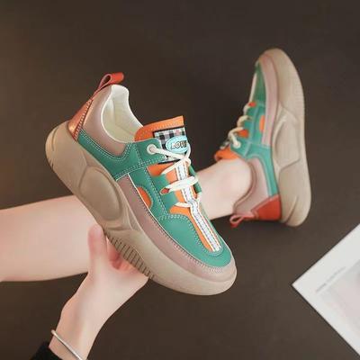 Trendy Women's Shoes Spring  New Fashion All-match Shoes Low-top Lace-up Breathable Lady's Shoes Color Matching Women's Shoes