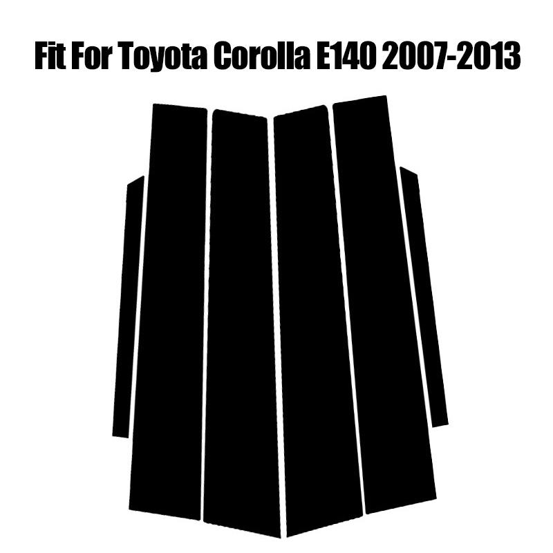 6Pcs Polycarbonate for Toyota Corolla E140 2007-2013 Car Door Window Pillar Center Post Trim Stickers Auto Styling Decoration