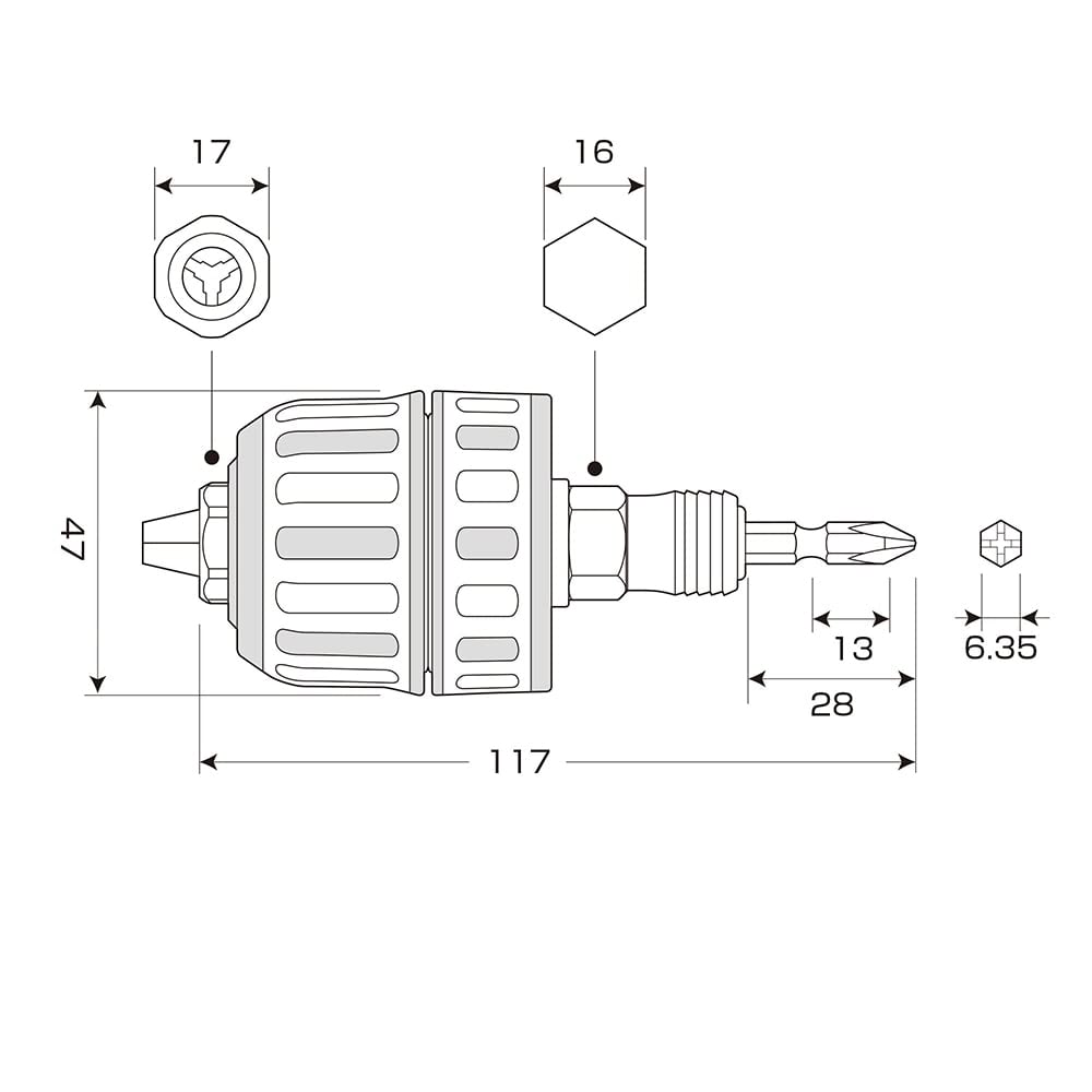 ANEX AKL-190E Drill Chuck, Keyless, Interchangeable Bits, Rubber Grip, 1-10mm