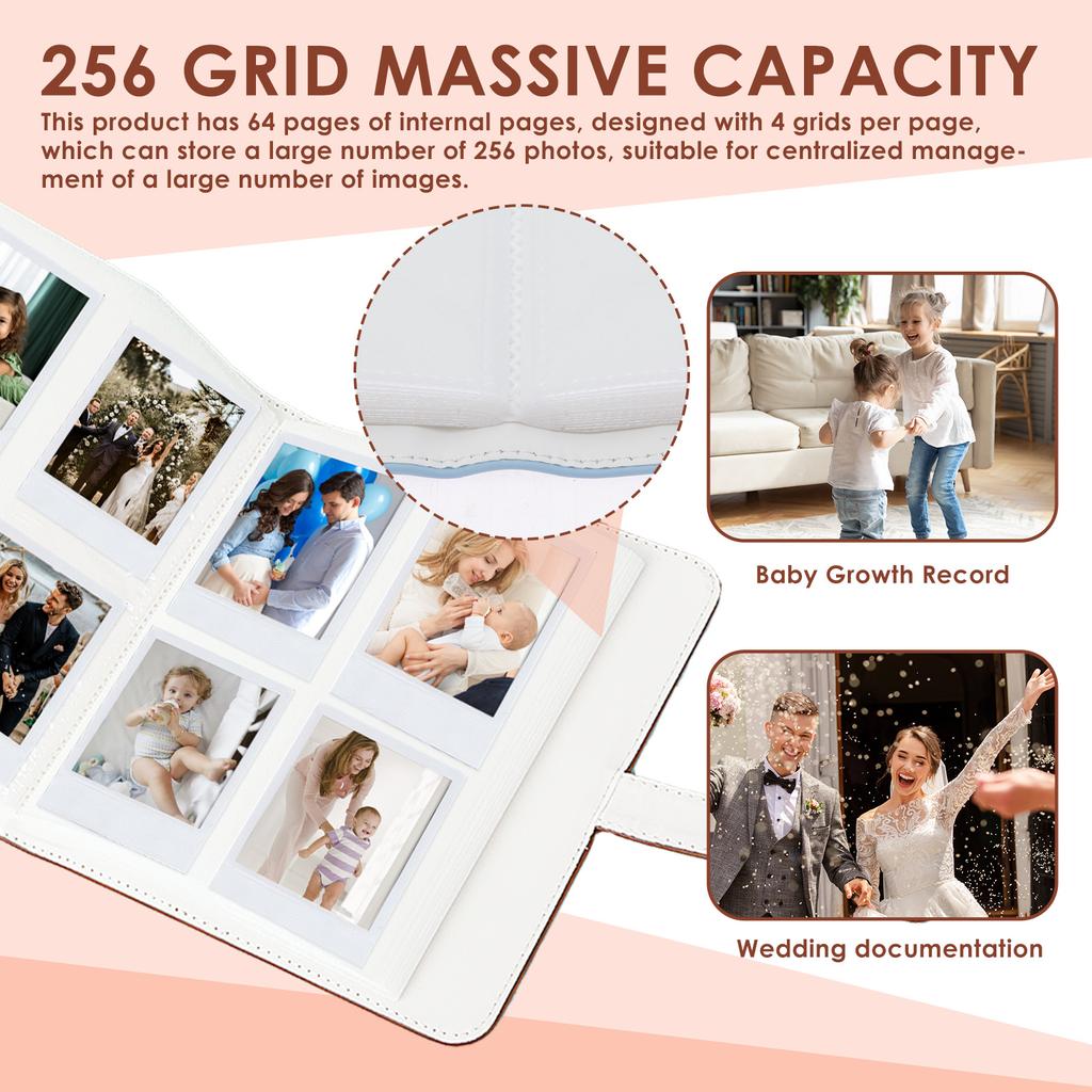 256 Taschen Fotoalbum für 3-Zoll-Bilderhülle Große Kapazität Tragbares Fotoalbum Ticket-Karten-Sammelbuch Geburtstagsgeschenk