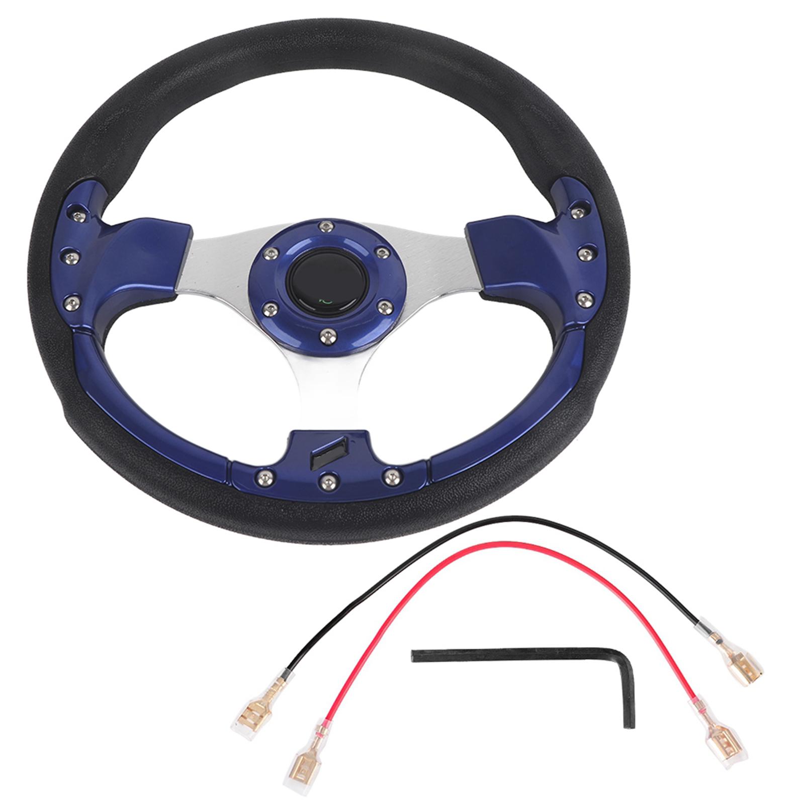 13in 320mm PU Lther Car Sport Racing Drift Steering Wheel Blue
