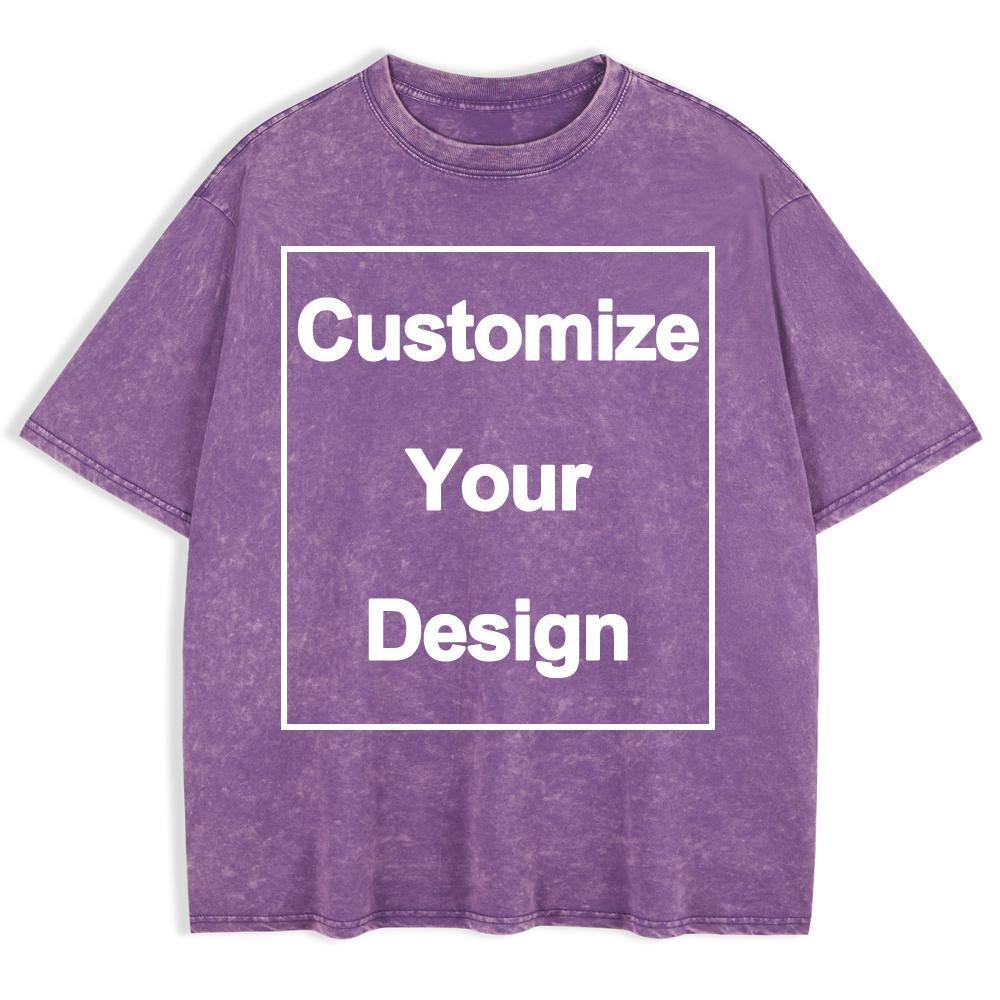DIY Cotton Washed TShirt Womens Custom Your LogoLetter T Shirt ONeck Oversized Tops Comfortable Short Sleeve Woman Clothes