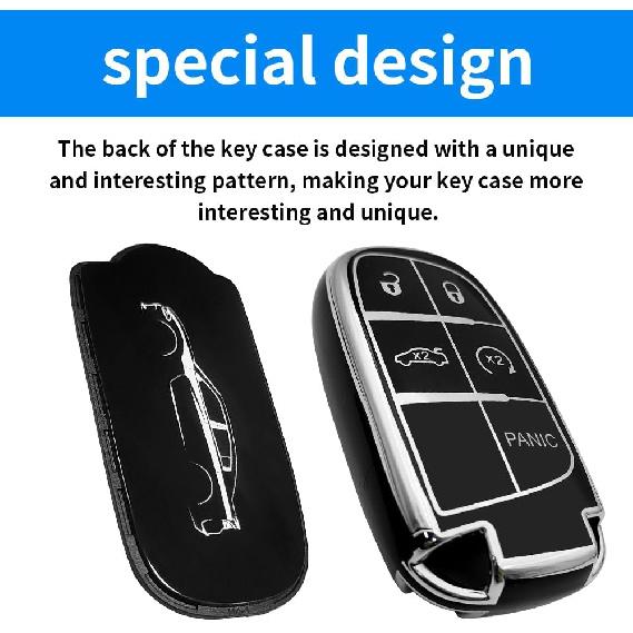 

for Dodge Challenger Dodge Charger Creative Logo Key Fob Cover Case Soft TPU Full Protection Key Fob Protector Shell (Dodge Charger, line)