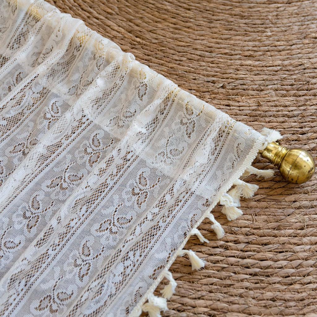 Hollow Lace Jacquard Hook Curtain Finished Gauze Curtain Living Room Balcony Bedroom No Punching
