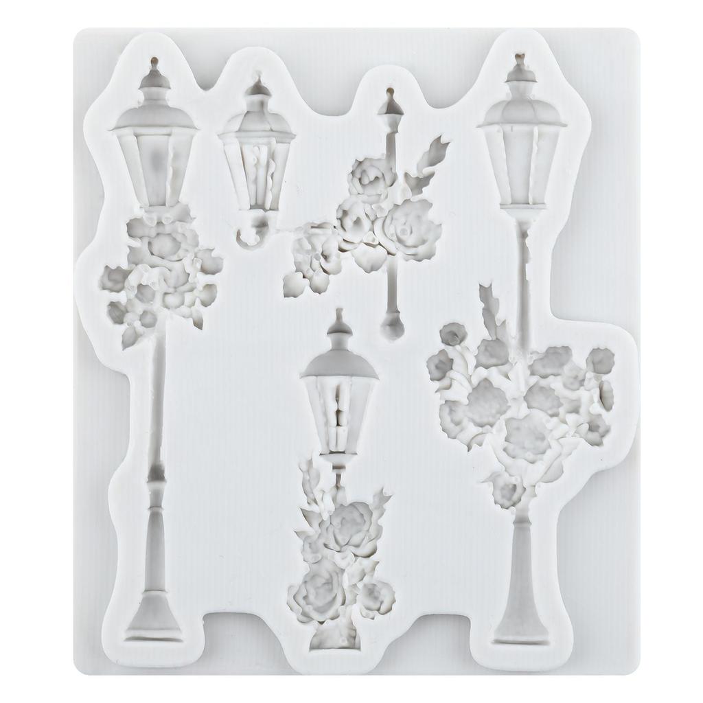Vintage Straßenlaterne Silikonformen Straßenlaterne Fondantform Kuchen Dekorationswerkzeuge Cupcake Topper Schokolade Süßigkeiten Basteln Gum Paste Polymer Clay