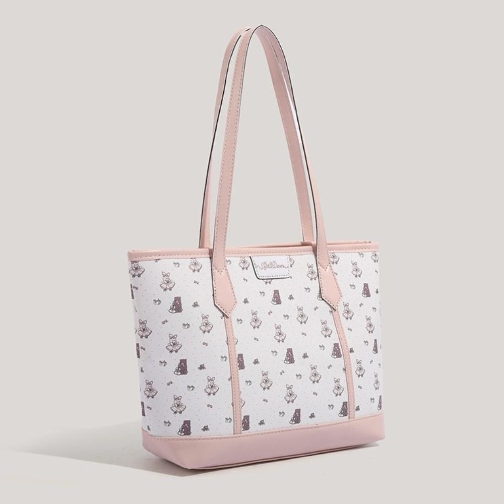Cartoon Aesthetic Print Handbag PU Commuting Bag Kawaii Tote Bag  Casual Wear