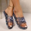 Fashion 2025 Summer New Women’s Novelty Sandals Outdoor Round Toe Flat with Crystal Metal Decoration Slippers for Beach Casual Slippers